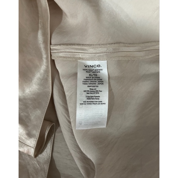 Vince Slip Midi Satin Skirt Size XL Ivory Off White Minimalist 90s Acetate - Picture 10 of 12